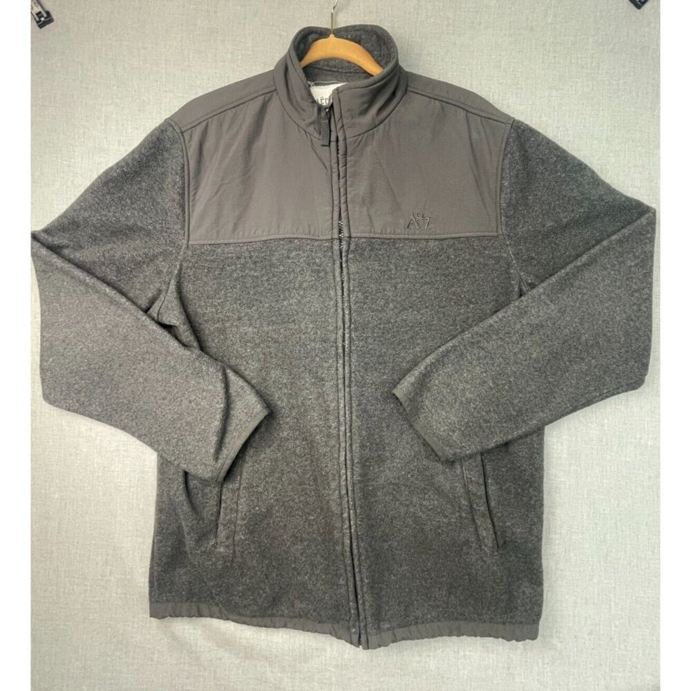 Aeropostale Men's Grey Full Zip Long Sleeve Fleece Turtleneck Sweater Large USED